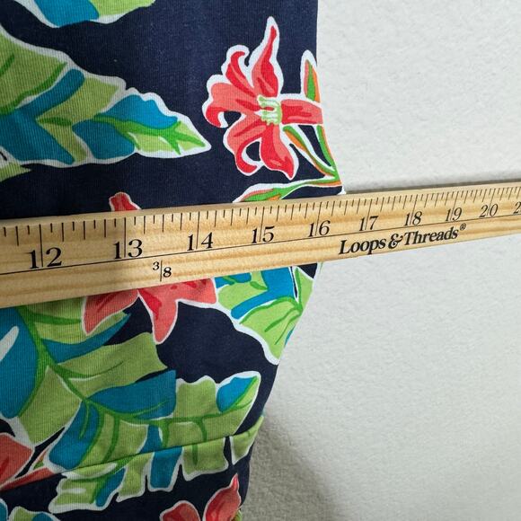 Lands’ End Womens Sleeveless Wrap Dress M 10-12 Navy Floral Tropical Casual - Picture 8 of 9